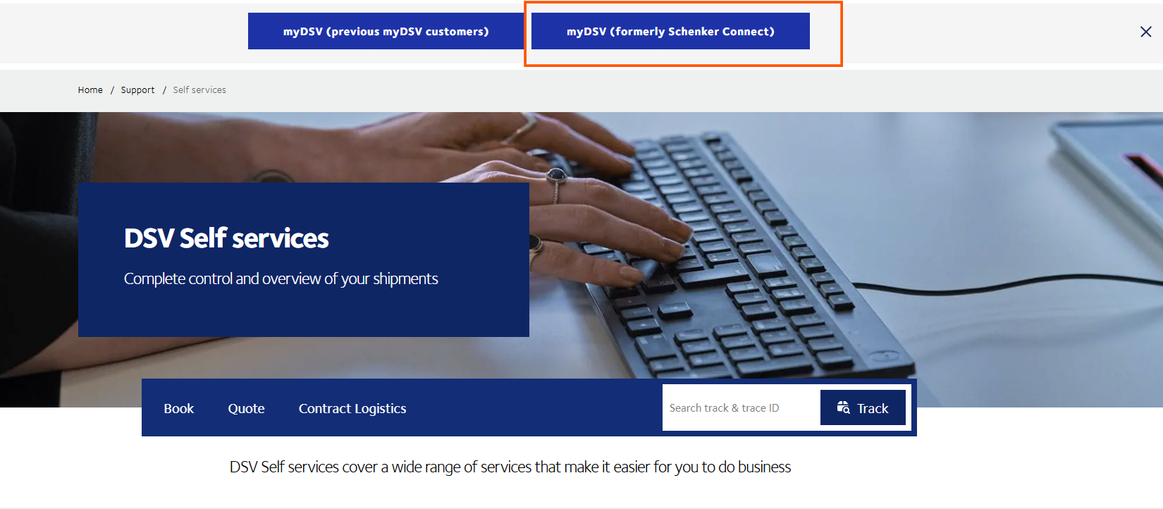 Connect portal sign in screen